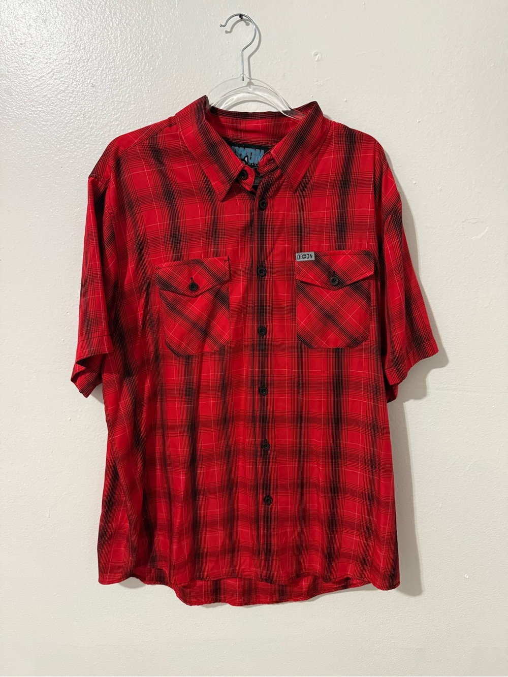 DIXXON Red and Black Plaid Short-Sleeve Button-Up Shirt